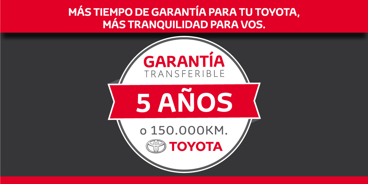 Toyota anunció que todos sus vehículos contarán con una garantía de 5 años o 150.000 kms